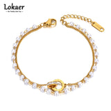 Double Layer Stainless Steel Roman Numerals Charm Bracelets For Women