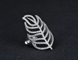 Feather Rings Bands Jewelry For Women Plated Cubic Zirconia Wedding Finger Rings