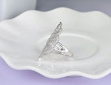 Feather Rings Bands Jewelry For Women Plated Cubic Zirconia Wedding Finger Rings