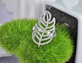 Feather Rings Bands Jewelry For Women Plated Cubic Zirconia Wedding Finger Rings
