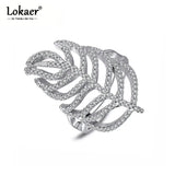 Feather Rings Bands Jewelry For Women Plated Cubic Zirconia Wedding Finger Rings