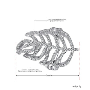 Feather Rings Bands Jewelry For Women Plated Cubic Zirconia Wedding Finger Rings