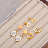 Stainless Steel Roman Numerals Earrings Set
