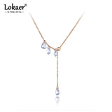 Stainless Steel Water Drop CZ Crystal Choker Necklace