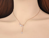Stainless Steel Water Drop CZ Crystal Choker Necklace