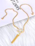 Rhinestone Flower Pendant Necklace Stainless Steel Collares para Women N23010