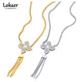 Rhinestone Flower Pendant Necklace Stainless Steel Collares para Women N23010