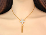 Rhinestone Flower Pendant Necklace Stainless Steel Collares para Women N23010
