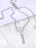 Rhinestone Flower Pendant Necklace Stainless Steel Collares para Women N23010