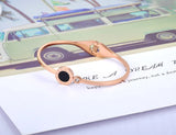 Roman Numeral Charm Cuff Bangle Plated Rhinestone Stainless Steel Bracelet