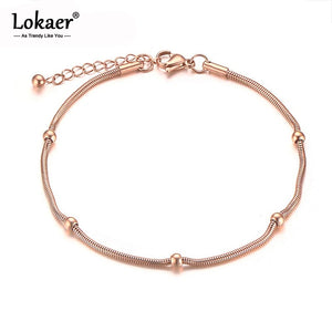 Stainless Steel Rose Chain & Link Bracelet for Women