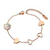 Shell Heart Charm Bracelet Stainless Steel Bangle Bohemia Chain Women Jewelry