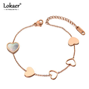 Shell Heart Charm Bracelet Stainless Steel Bohemia Chain Women B19117