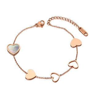 Shell Heart Charm Bracelet Stainless Steel Bohemia Chain Women B19117