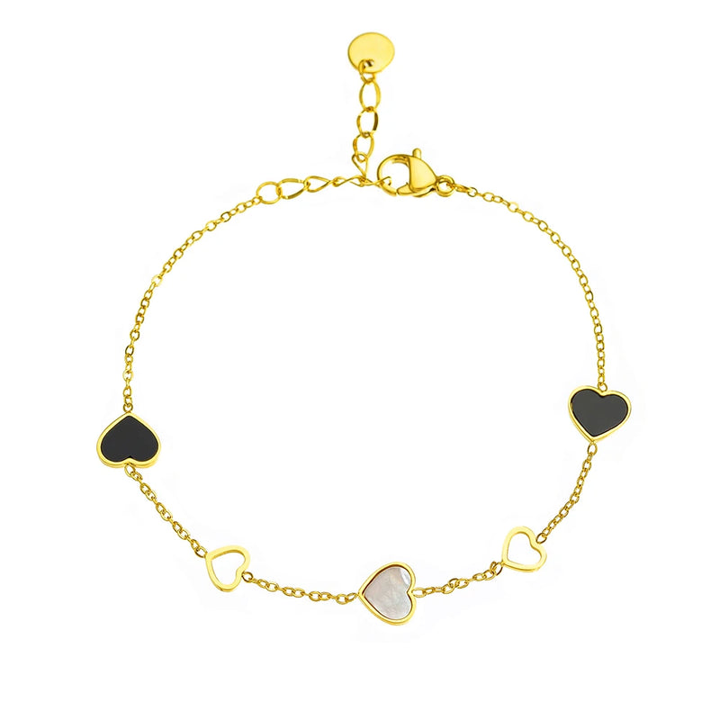Shell Heart Charm Bracelet Stainless Steel Bangle Bohemia Chain Women Jewelry
