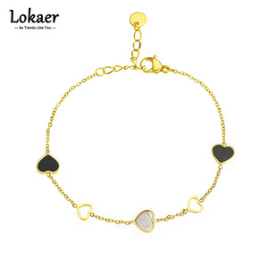 Shell Heart Charm Bracelet Stainless Steel Bangle Bohemia Chain Women Jewelry