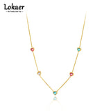 Colorful CZ Crystal Heart Choker Necklace for Women