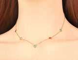 Colorful CZ Crystal Heart Choker Necklace for Women