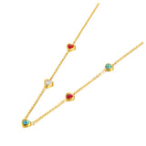 Colorful CZ Crystal Heart Choker Necklace for Women