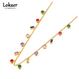 Colorful Cubic Zirconia Choker Necklace Bohemia Beach Chain Jewelry