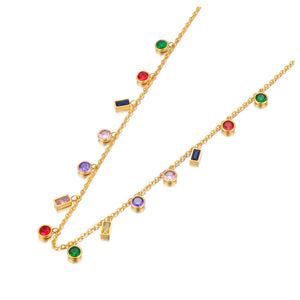 Colorful Cubic Zirconia Choker Necklace Bohemia Beach Chain Jewelry