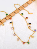 Colorful Cubic Zirconia Choker Necklace Bohemia Beach Chain Jewelry