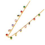 Colorful Cubic Zirconia Choker Necklace Bohemia Beach Chain Jewelry