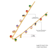 Colorful Cubic Zirconia Choker Necklace Bohemia Beach Chain Jewelry