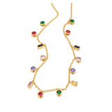 Colorful Cubic Zirconia Choker Necklace Bohemia Beach Chain Jewelry