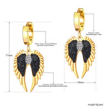 Stainless Steel Rhinestone Angel Wings Heart Earrings