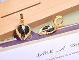 Stainless Steel Rhinestone Angel Wings Heart Earrings