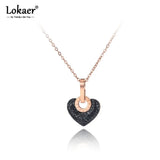 Stainless Steel Rhinestone Heart Necklace Lovely Pendant Chain N19112