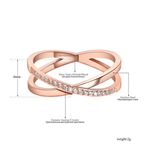 Stainless Steel CZ Crystal Anniversary Ring for Women