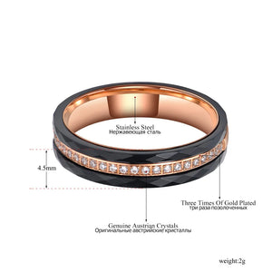 Titanium Stainless Steel Cut Ceramic Ring with CZ Crystal