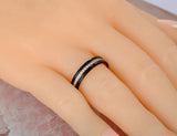 Titanium Stainless Steel Cut Ceramic Ring with CZ Crystal