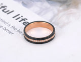 Titanium Stainless Steel Cut Ceramic Ring with CZ Crystal