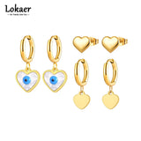 Titanium Stainless Steel Love Heart Earrings 3Pair/Set