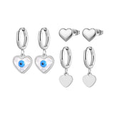 Titanium Stainless Steel Love Heart Earrings 3Pair/Set