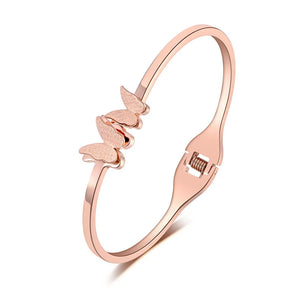 Titanium Stainless Steel Butterfly Bangles Bracelets For Women Girls