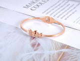 Titanium Stainless Steel Butterfly Bangles Bracelets For Women Girls