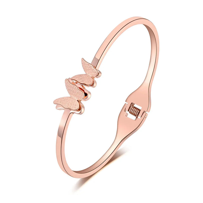 Titanium Stainless Steel Butterfly Bangles Bracelets For Women Girls