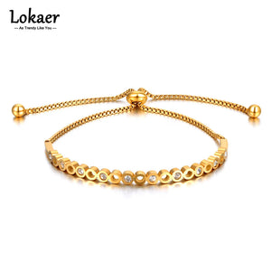 Stainless Steel Rhinestone Chain Link Bracelet For Women B21101