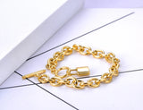 Titanium Stainless Steel Lock Charm Bracelet for Women Hyperbole Chain Jewelry