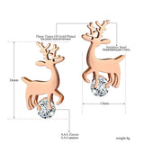Titanium Stainless Steel Reindeer Earrings with CZ Crystal Studs