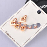 Titanium Stainless Steel Rhinestone Geometric Earrings 3Pair/Set E20290