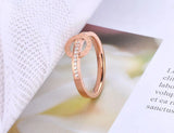 Titanium Roman Numerals CZ Crystal Love Wedding Ring