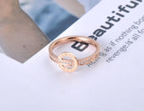 Titanium Roman Numerals CZ Crystal Love Wedding Ring