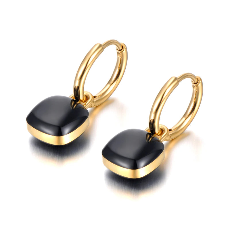 Titanium Stainless Steel Square Hoop Earrings for Women