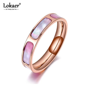 Titanium Stainless Shell CZ Crystal Wedding Ring for Women R19072