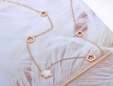 Titanium Steel Flower Charm Pendant Jewelry Set For Women Gift